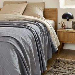 Couvre-Lit*alinea Couvre-lit tissé en coton 230x250cm - borie Gris