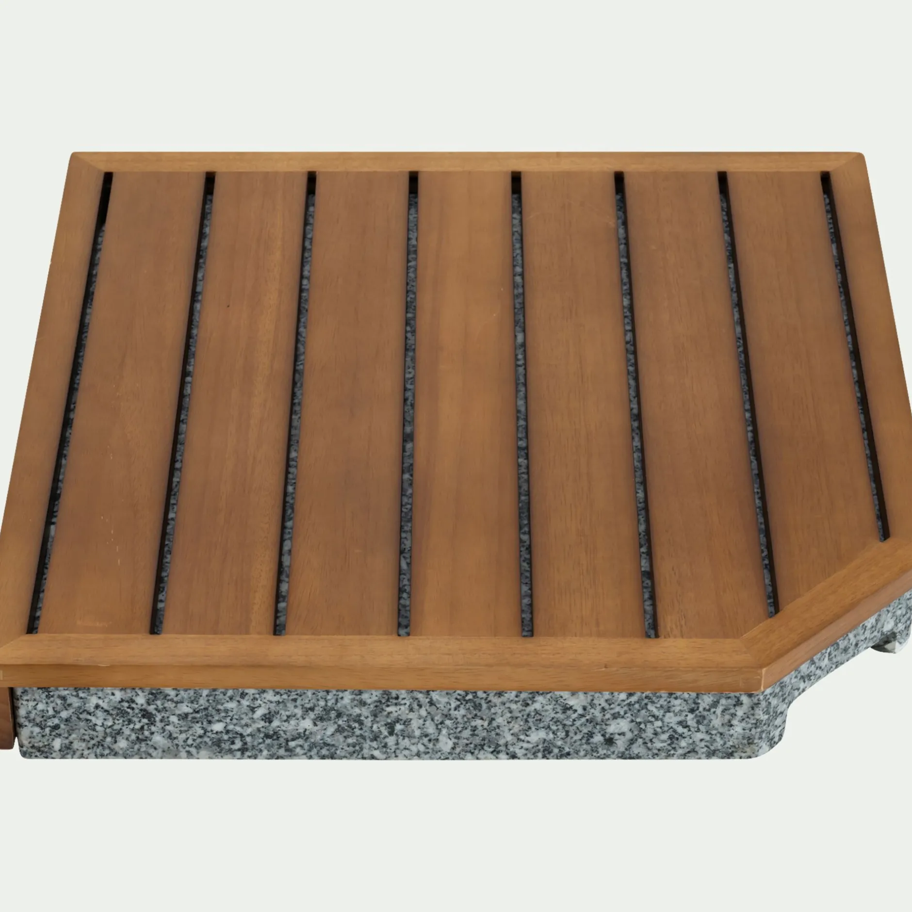 Pieds De Parasol*alinea Dalle de lestage pour pied de parasol en béton et bois 22kg - Naturel