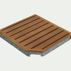 Pieds De Parasol*alinea Dalle de lestage pour pied de parasol en béton et bois 22kg - Naturel