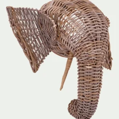 Matelas Enfant|Déco Murale*alinea Déco murale éléphant en rotin blanchi H50cm - Naturel