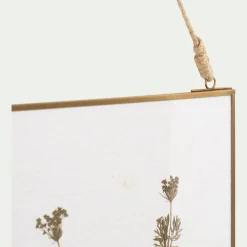 Toile, Tableau Et Affiche*alinea Décoration murale carrée avec fleurs séchés en verre - Doré