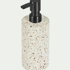 Accessoire De Salle De Bain*alinea Distributeur de savon en terrazzo H17,5cm - Blanc