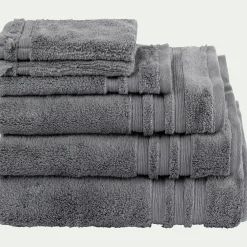 Drap De Bain*alinea Drap de bain bouclette en coton - anthracite 100x150cm Gris
