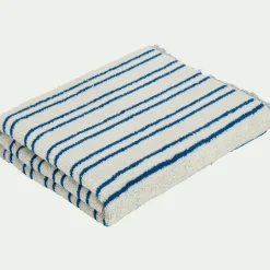 Drap De Bain*alinea Drap de bain en coton à rayures 100x150cm - Bleu