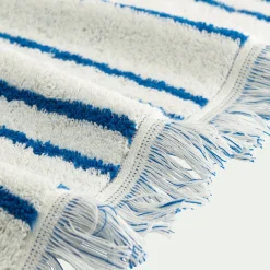 Drap De Bain*alinea Drap de bain en coton à rayures 100x150cm - Bleu