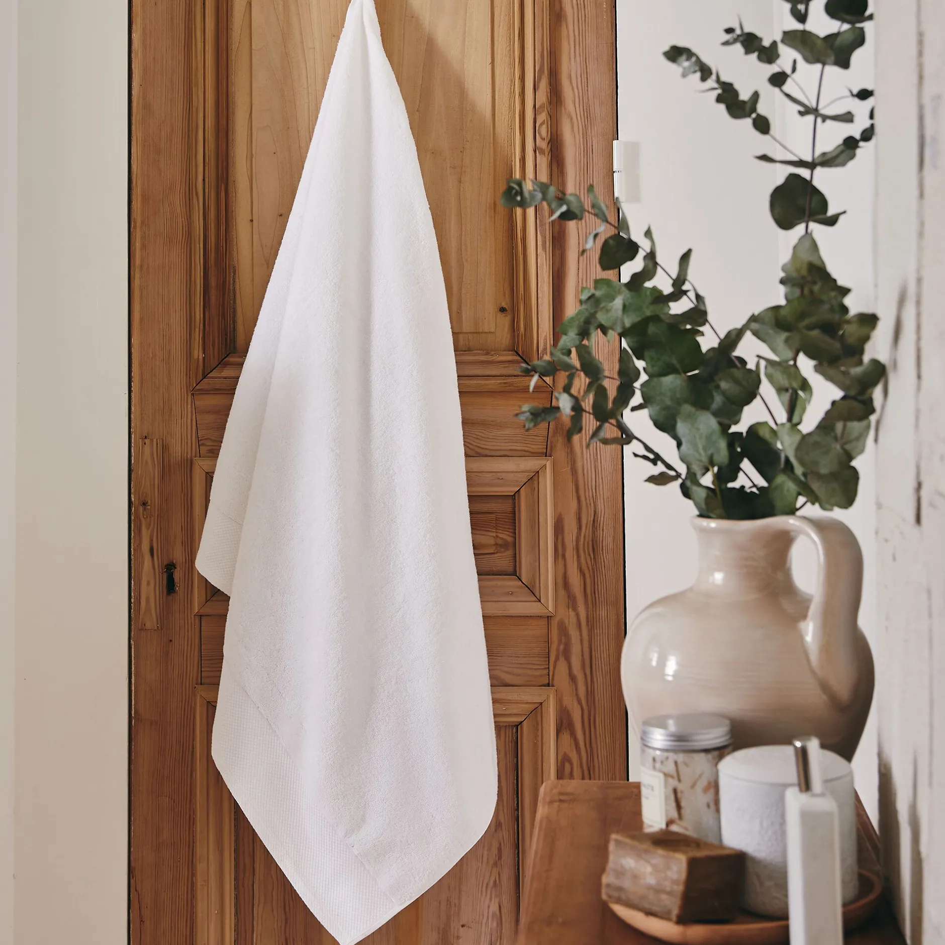 Drap De Bain*alinea Drap de bain en coton peigné - optique 100x150cm Blanc
