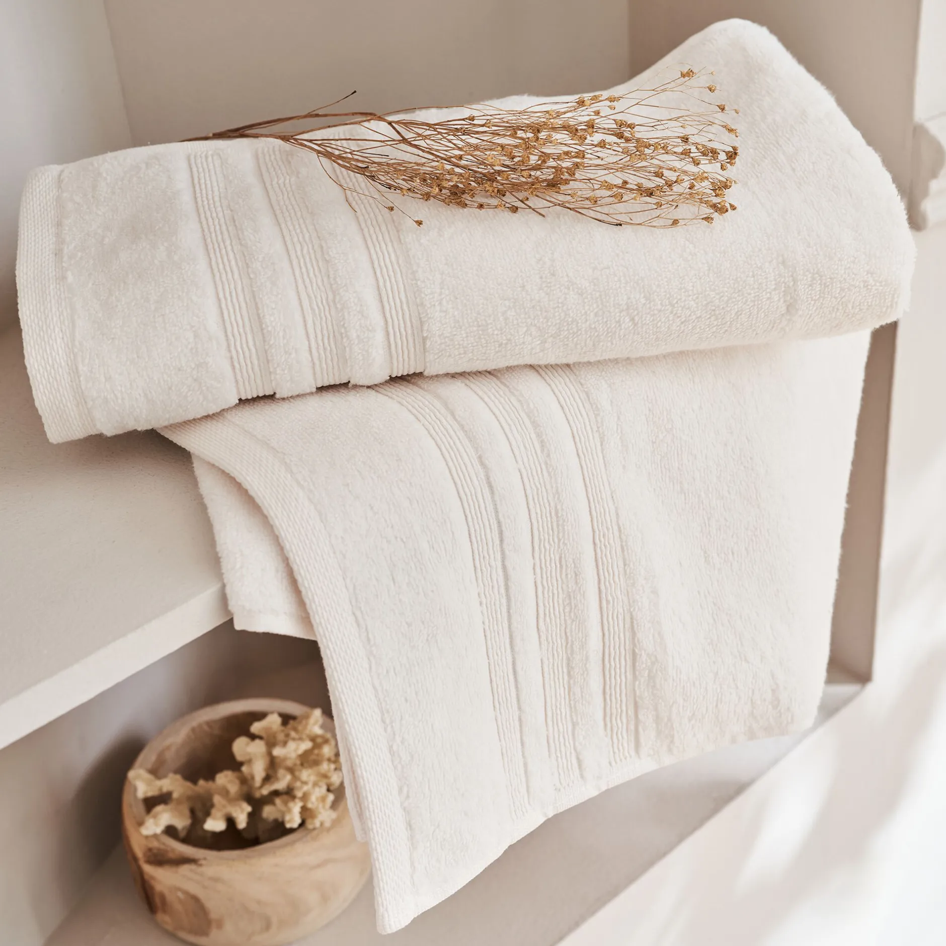 Drap De Douche*alinea Drap de douche bouclette en coton - ventoux 70x140cm Blanc