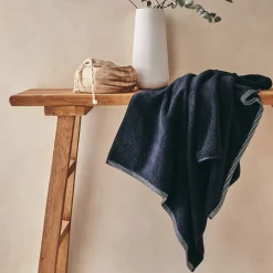 Drap De Douche*alinea Drap de douche brodé en coton - 70x140cm Noir