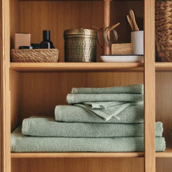 Drap De Douche*alinea Drap de douche en bouclettes de coton bio 70x130cm - olivier Vert