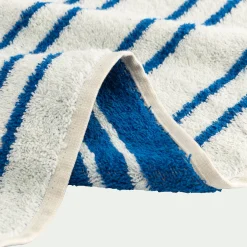 Drap De Douche*alinea Drap de douche en coton à rayures 70x140cm - Bleu