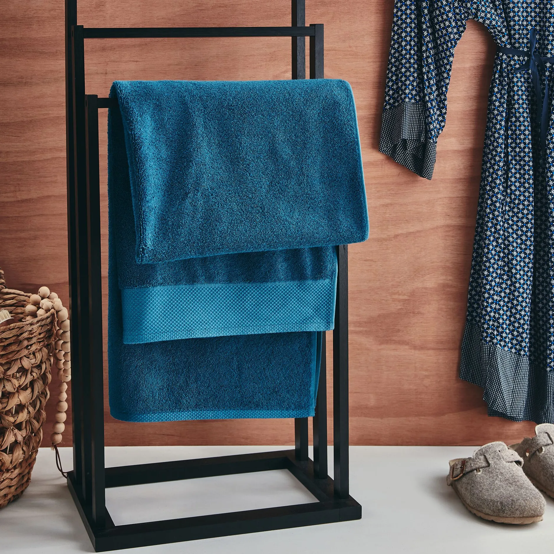 Drap De Douche*alinea Drap de douche en coton peigné - figuerolles 70x140cm Bleu