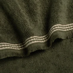 Drap De Douche*alinea Drap de douche frangé en coton 70x140cm - Vert cèdre