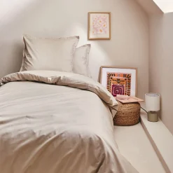 Drap Housse*alinea Drap housse en coton bio 90x200cm b30cm - alpilles Beige