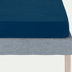 Drap Housse*alinea Drap housse en coton bio 90x200cm b30cm - abysse Bleu
