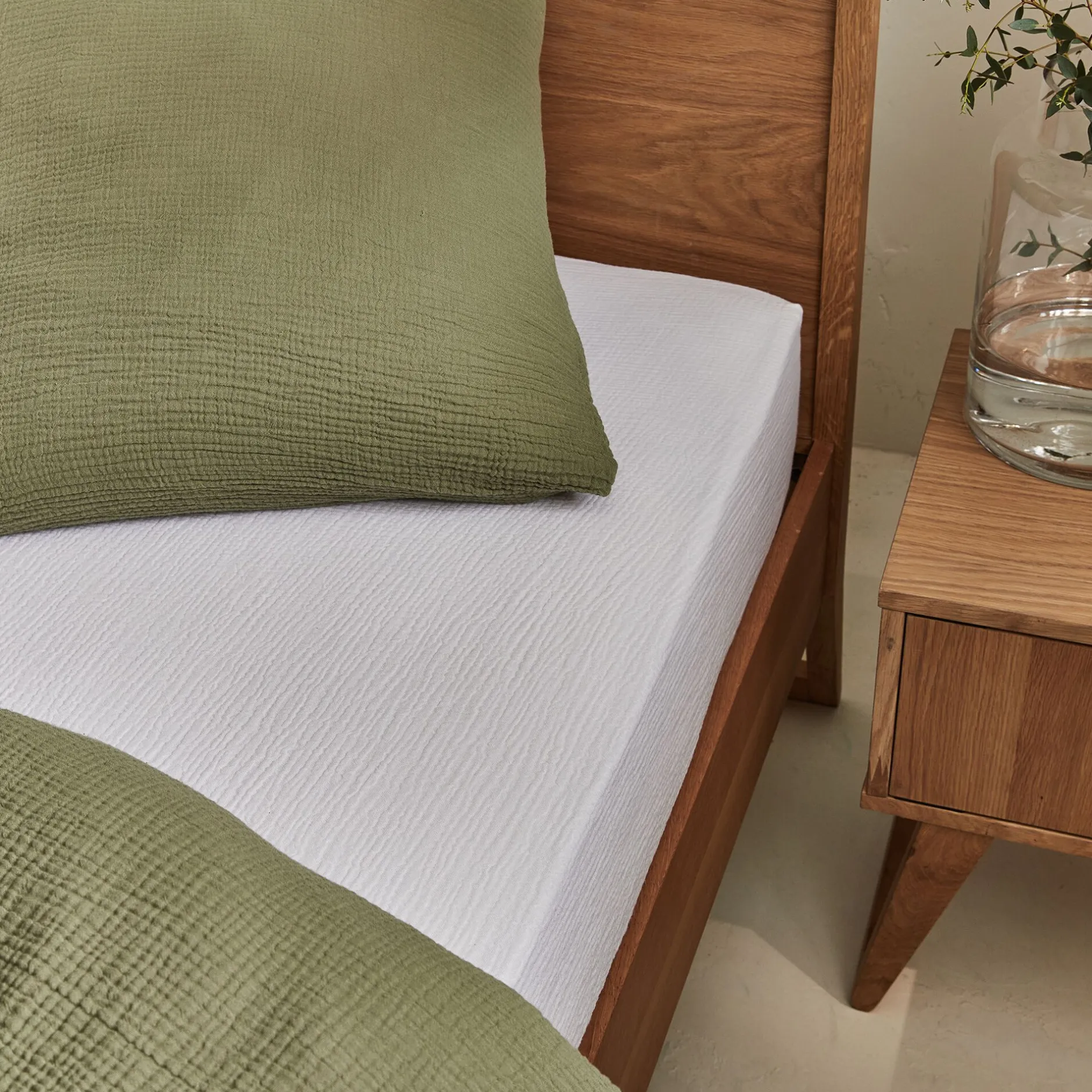 Drap Housse*alinea Drap housse en double gaze de coton 140x200cm b30cm - Blanc