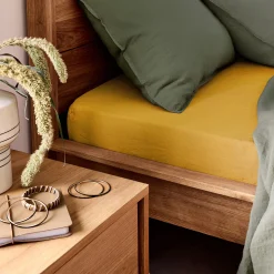 Drap Housse*alinea Drap housse en lin lavé 140x200cm B28cm - argan Jaune