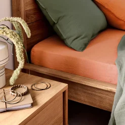 Drap Housse*alinea Drap housse en lin lavé 140x200cm B28cm - rustrel Marron