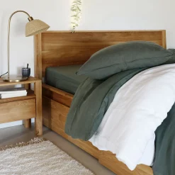 Drap Housse*alinea Drap housse en lin lavé 140x200cm B28cm - cèdre Vert