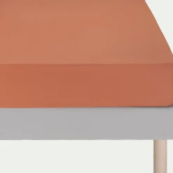Drap Housse*alinea Drap housse en percale de coton 140x200cm B30cm - brun rustrel Marron