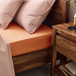 Drap Housse*alinea Drap housse en percale de coton 140x200cm B30cm - brun rustrel Marron