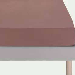 Drap Housse*alinea Drap housse en percale de coton 140x200cm B30cm - brun rhassoul Marron