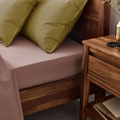 Drap Housse*alinea Drap housse en percale de coton 140x200cm B30cm - brun rhassoul Marron