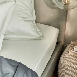 Drap Housse*alinea Drap housse en satin lavé 140x200cm B30cm - opaline Vert