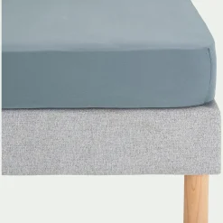 Drap Housse*alinea Drap housse en satin lavé 140x200cm B30cm - orage Bleu