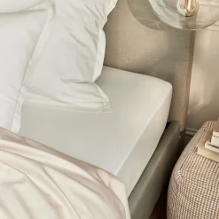 Drap Housse*alinea Drap housse en satin lavé 140x200cm B30cm - ventoux Blanc