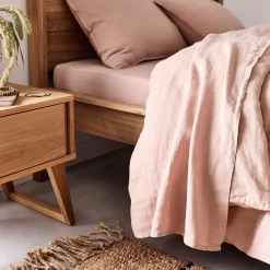 Drap Plat*alinea Drap plat en lin lavé 270x300cm - rose Rosa