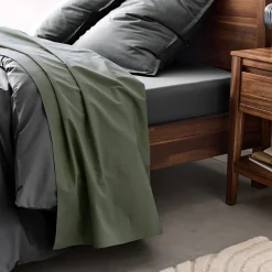 Drap Plat*alinea Drap plat en percale de coton 270x300 - cèdre Vert