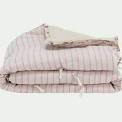 Couvre-Lit*alinea Édredon avec pompons en coton 100x180cm - Beige