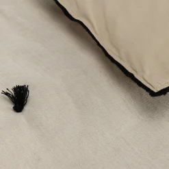 Couvre-Lit*alinea Édredon en lin et coton 100x180cm piquage pompons double faces - écru Blanc