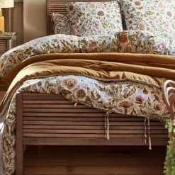 Couvre-Lit*alinea Édredon en lin et coton 100x180cm piquage pompons double faces - alep Jaune