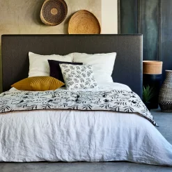 Couvre-Lit*alinea Édredon en lin et coton 100x180cm motif Aloyse - et noir Blanc