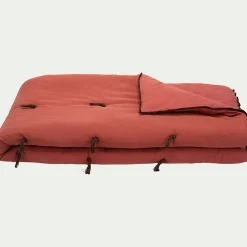 Couvre-Lit*alinea Édredon en lin et coton 100x180cm piquage pompons - arcilla Rouge