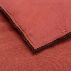 Couvre-Lit*alinea Édredon en lin et coton 100x180cm piquage pompons - arcilla Rouge