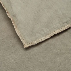 Couvre-Lit*alinea Édredon en lin et coton 100x180cm piquage pompons - olivier Vert