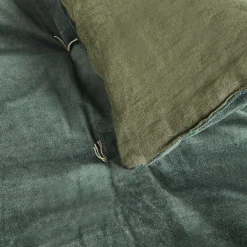 Couvre-Lit*alinea Édredon en velours de coton 100x180cm surpiquage pompons - cèdre Vert