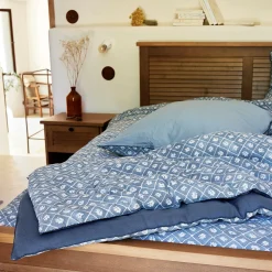 Couvre-Lit*alinea Édredon finition croquet en coton 100x180cm - Bleu