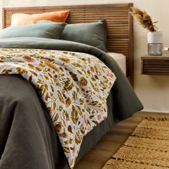 Couvre-Lit*alinea Édredon 100x180cm motif Provence en coton - Marron