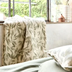 Couvre-Lit*alinea Edredon en coton motif végétal 100x180cm - Beige