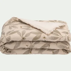 Couvre-Lit*alinea Edredon en coton motif végétal 100x180cm - Beige