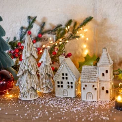 Décoration De La Table De Noël|Objet Décoratif De Noël*alinea Eglise décorative à poser lumineuse en porcelaine - Beige