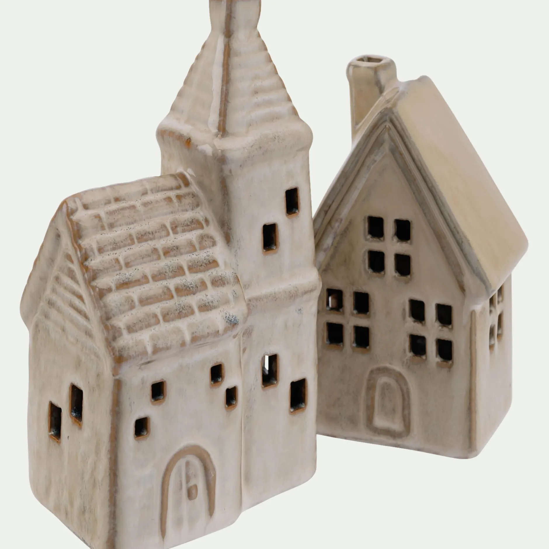 Décoration De La Table De Noël|Objet Décoratif De Noël*alinea Eglise décorative à poser lumineuse en porcelaine - Beige