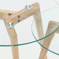 Table De Chevet|Bout De Canapé*alinea Ensemble de 2 bouts de canapé en verre et bois d'hévéa - Transparent