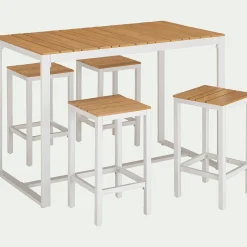 Table Haute De Jardin|Table De Jardin*alinea Ensemble table haute de jardin et 4 tabourets - bois clair