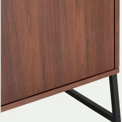 Bibliothèque Et Étagère*alinea Etagère 3 tablettes et caisson plaquée noyer et métal noir L80cm Bois foncé