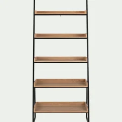 Bibliothèque Et Étagère*alinea Etagère 5 tablettes plaquée frêne et métal noir - L80cm Bois clair