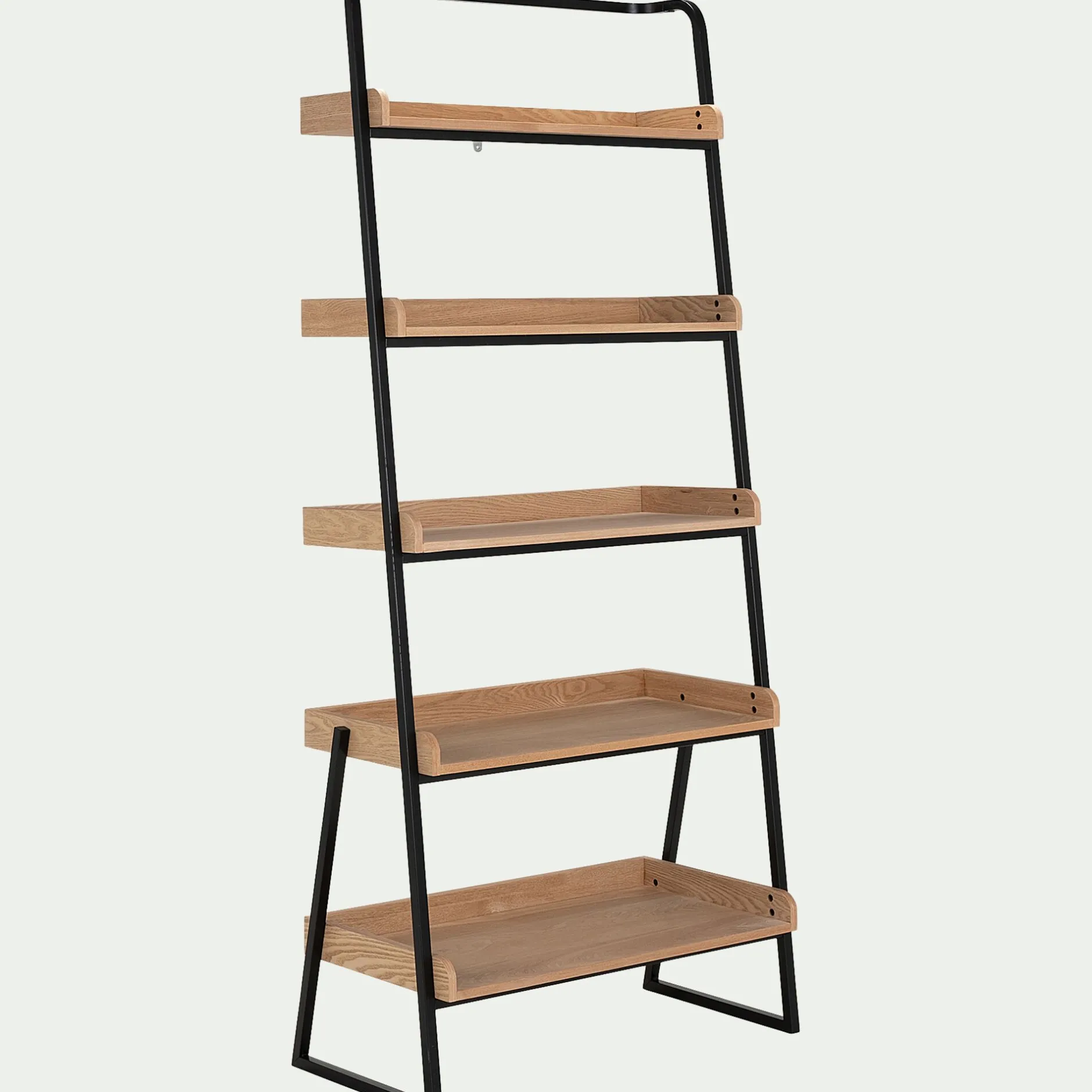 Bibliothèque Et Étagère*alinea Etagère 5 tablettes plaquée frêne et métal noir - L80cm Bois clair